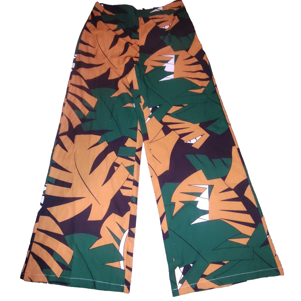Women's Multicolor Tropical Leaf Casual joggers Pants Size M BG31 - Picture 3 of 3